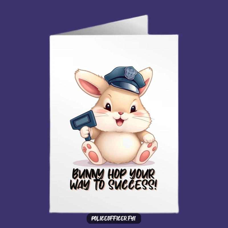 Free Printable Congrats Card: Bunny Cop Honks Success Humor