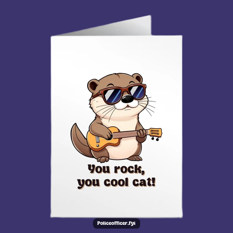 Free Printable Congrats Card: Cool Otter Playing Music - Funny Downloadable