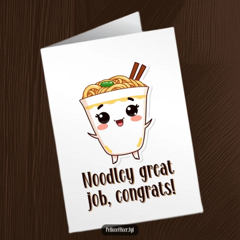 Funny Free Printable Congratulations Card: Ramen Cup Dancing Excitedly
