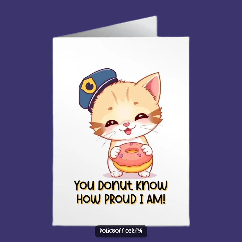 Free Printable Congrats Card: Giggling Kitten Cop Donut Joy - Hilarious DIY Downloadable Gift