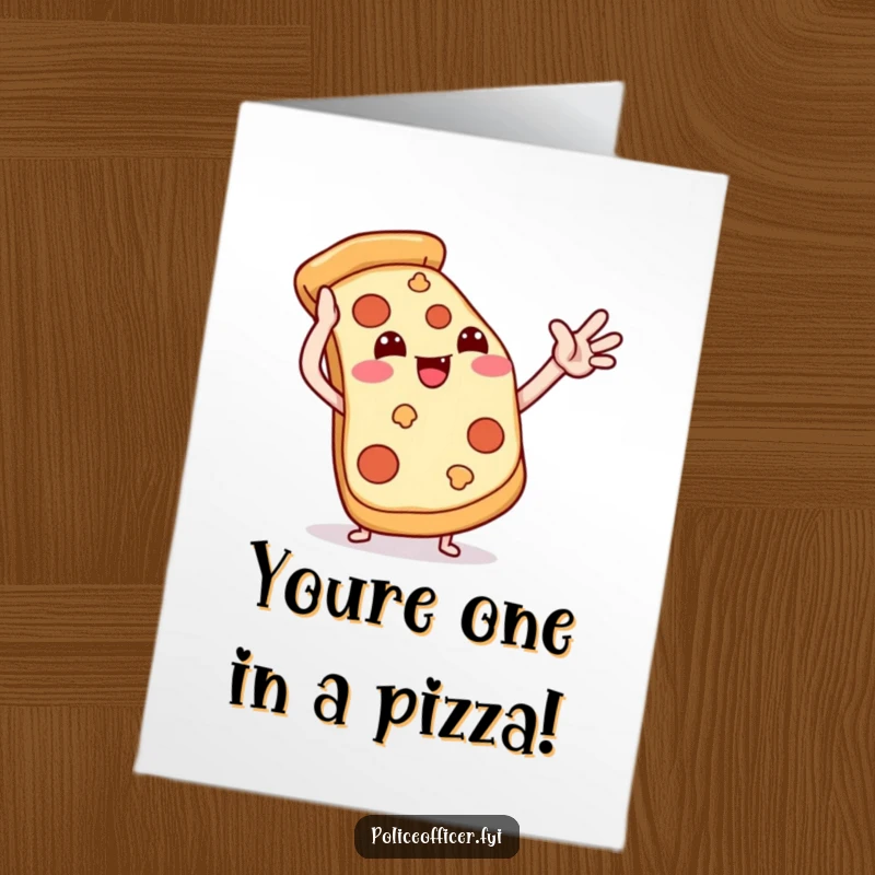 Funny Free Printable Congratulations Card: Pizza Slice High-Fiving an Imaginary Friend