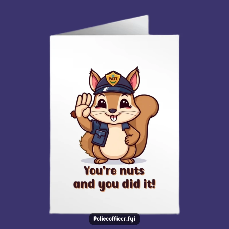 Free Printable Congrats Card: Squirrel Cop Salutes Victory Funny Downloadable Greeting