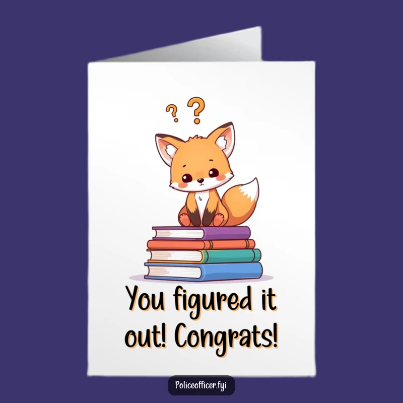 Free Printable Fox Cub Congrats Card: Puzzled Cub, Funny Gift Download!
