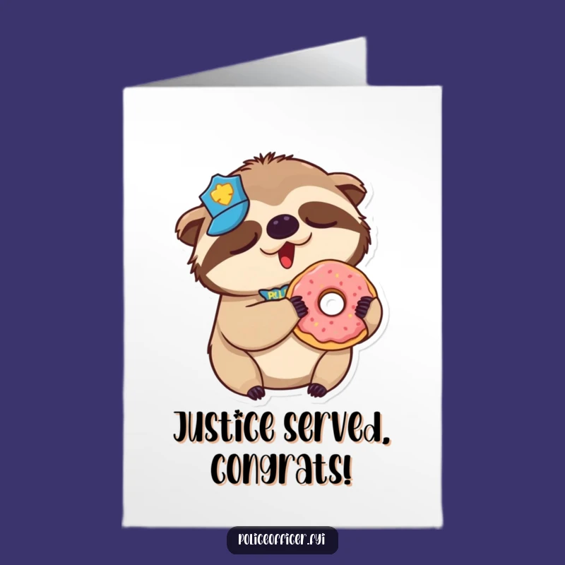 Free Printable Congrats Card: Sleepy Sloth Cop Donut Funny Downloadable Gift DIY