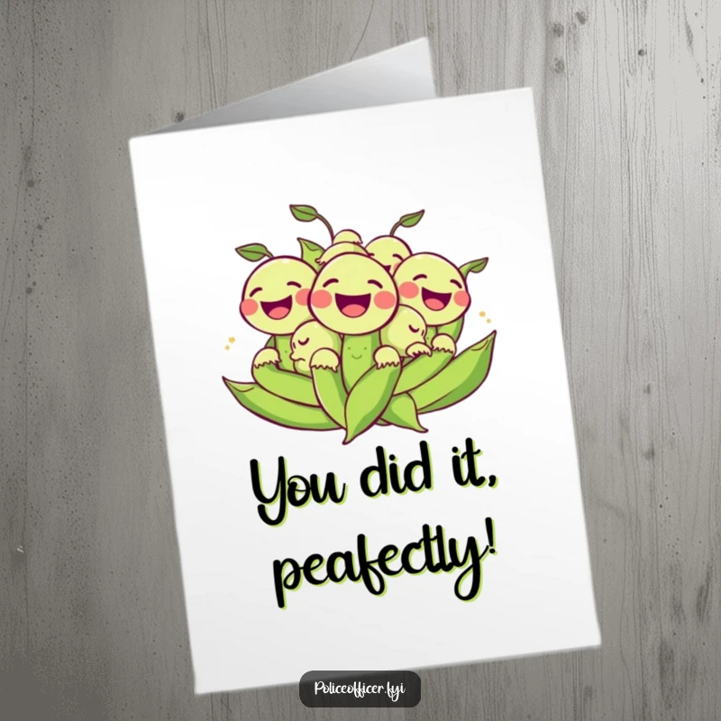 Funny Free Printable Congratulations Card: A bunch of cheerful peas laughing as they roll, celebrating a great achievement.