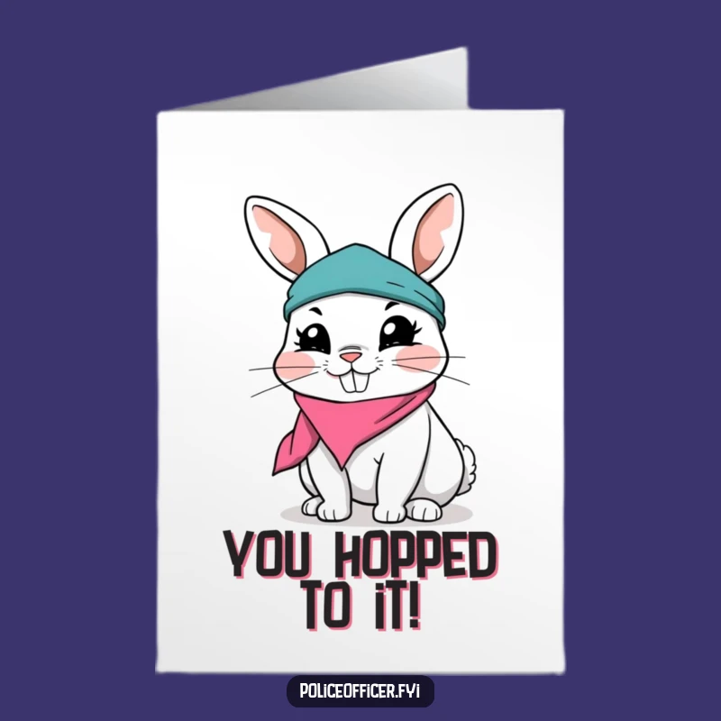Free Printable Congrats Card: Rabbit's Grinning Downloadable Art for a Playful Triumph!
