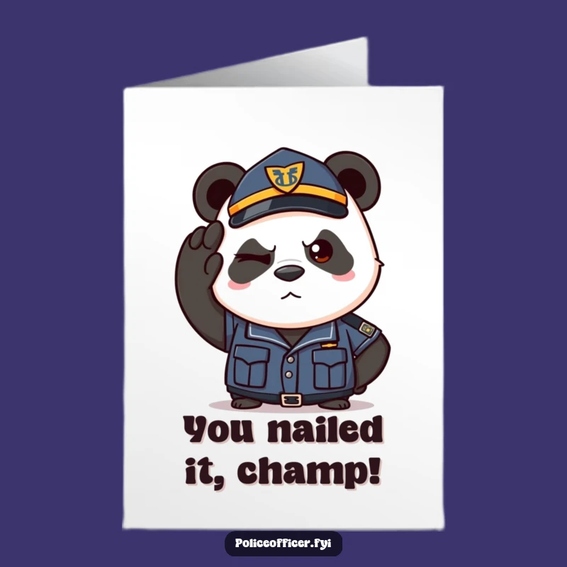 Free Printable Congrats Card: Panda Cop Wink Success - Hilarious DIY Downloadable Gift