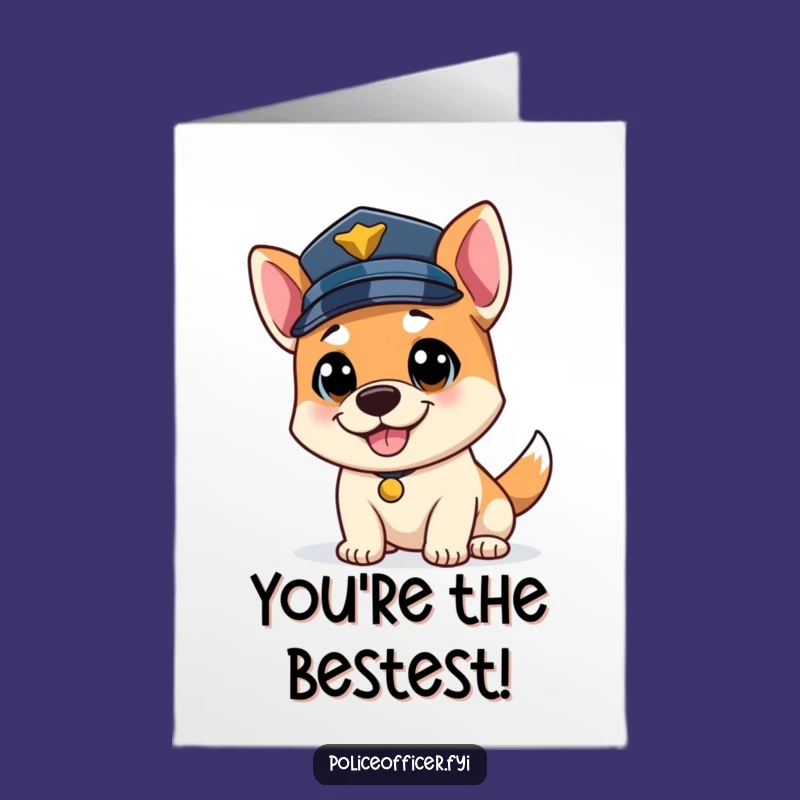 Free Printable Congrats Card: Bouncy Dog Cop Wagging, Funny Achievement Greeting