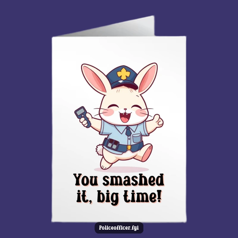 Free Printable Bunny Congrats Card: Funny Officer Joy Downloadable Gift