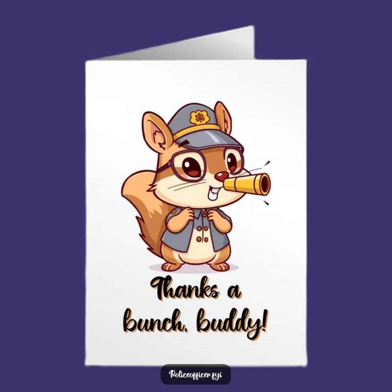 Free Printable Energetic Squirrel Cop Thank You Card - Downloadable DIY Gift!