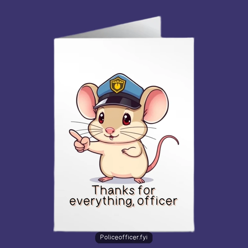 Free Printable Mouse Police Thank You Card - Determined Mouse Downloadable for a Funny Gesture