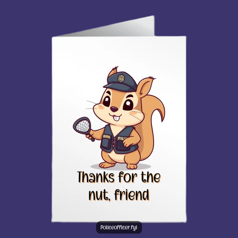 Free Printable Squirrel Thank You Card: Determined Officer Nets Your Gratitude, Hilarious Thanks