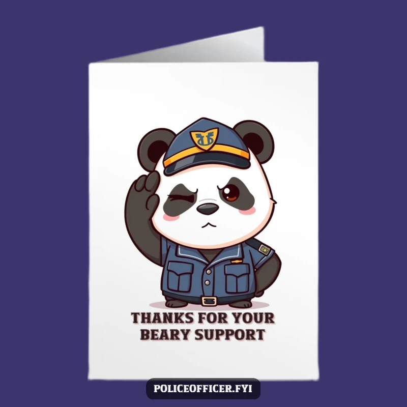 Free Printable Thank You Card: Panda Cop Wink Gratitude - Hilarious DIY Downloadable Gift