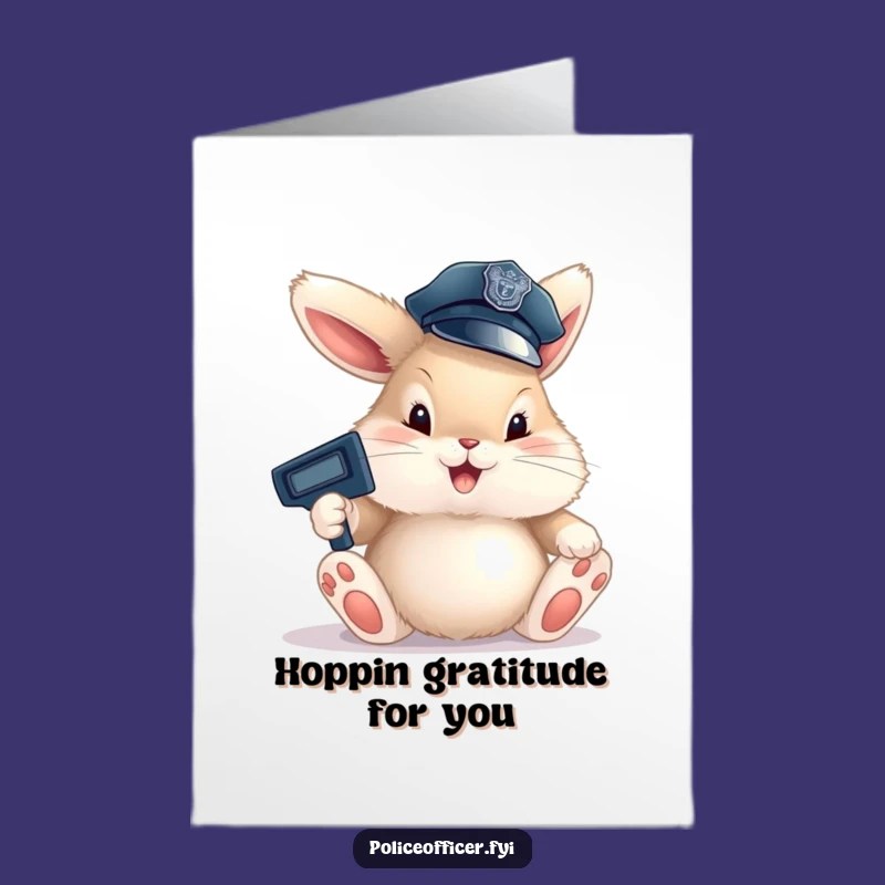 Free Printable Thank You Card: Bunny Cop Directs Gratitude Humor