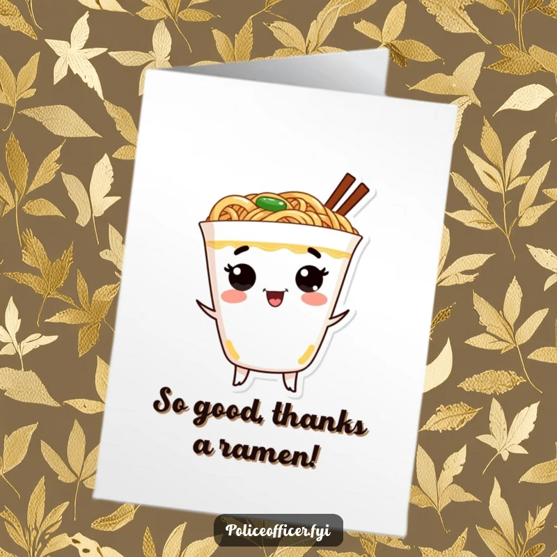 Funny Free Printable Thank You Card: A Cheerful Ramen Cup Dancing Happily