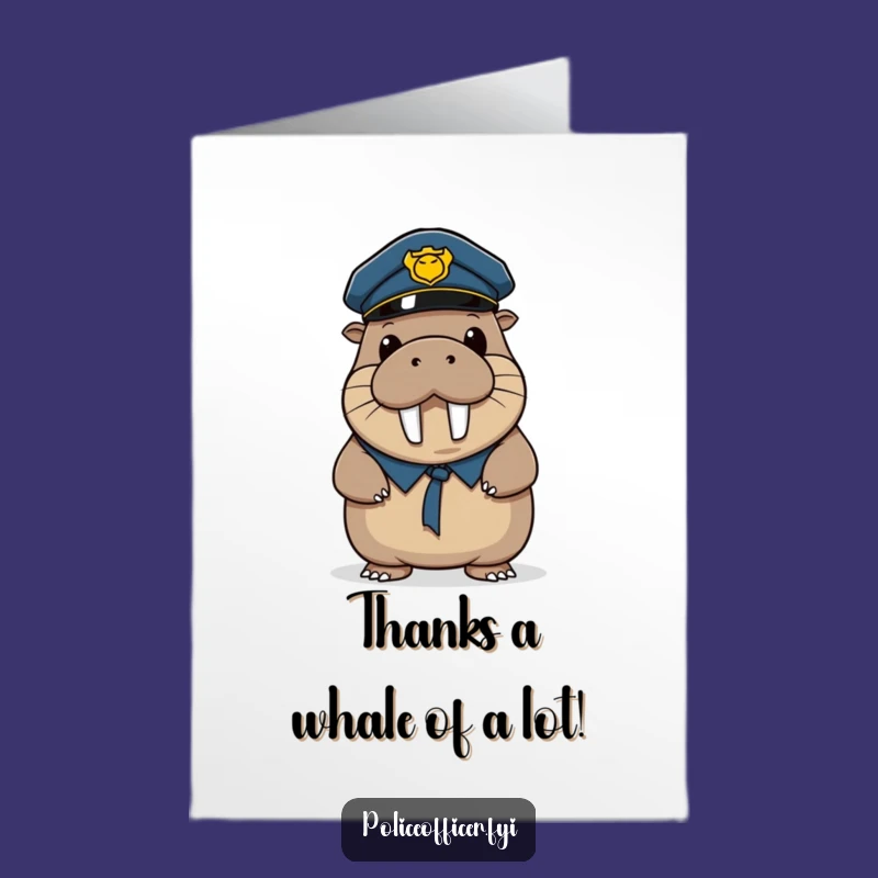 Free Printable Funny Walrus Cop Thank You Card - Downloadable DIY Gift for Gratitude!