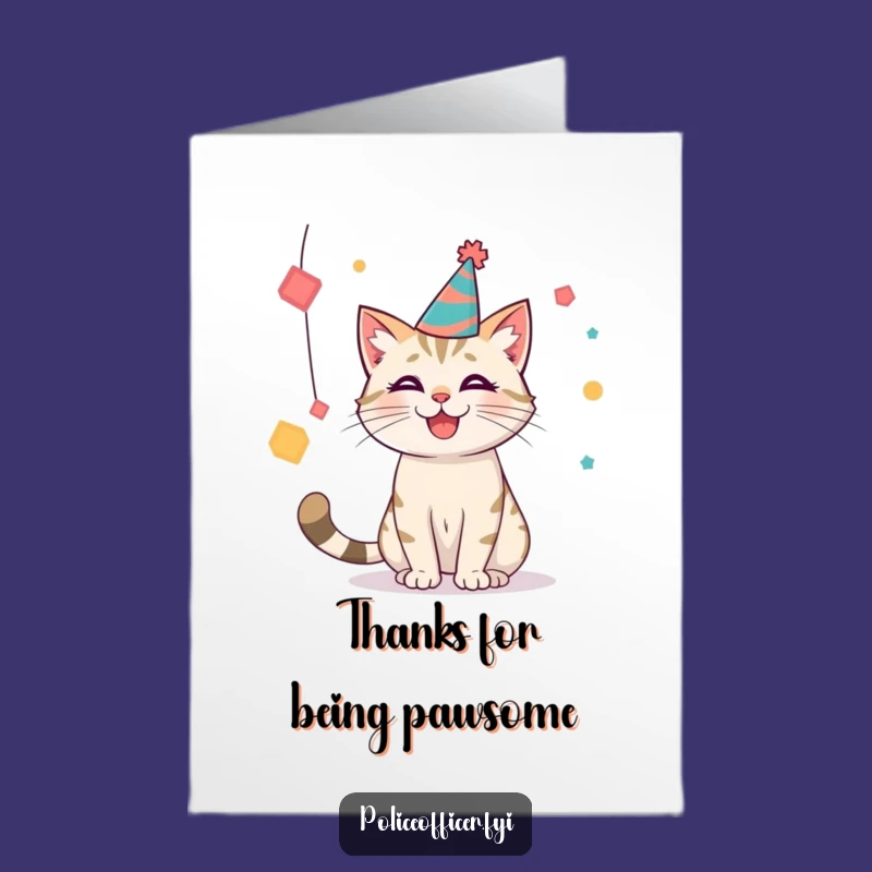 Free Printable Thank You Cat Card: Playful Thanks Downloadable Gift