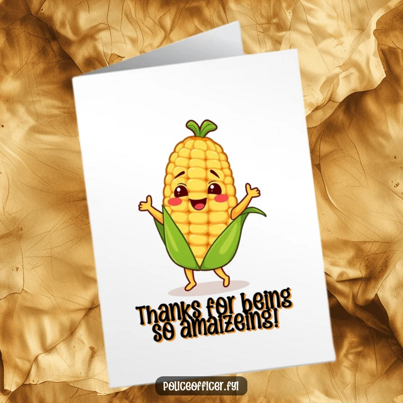Funny Free Printable Thank You Card: A joyful corn cob character busting out some hilarious dance moves to say thanks.