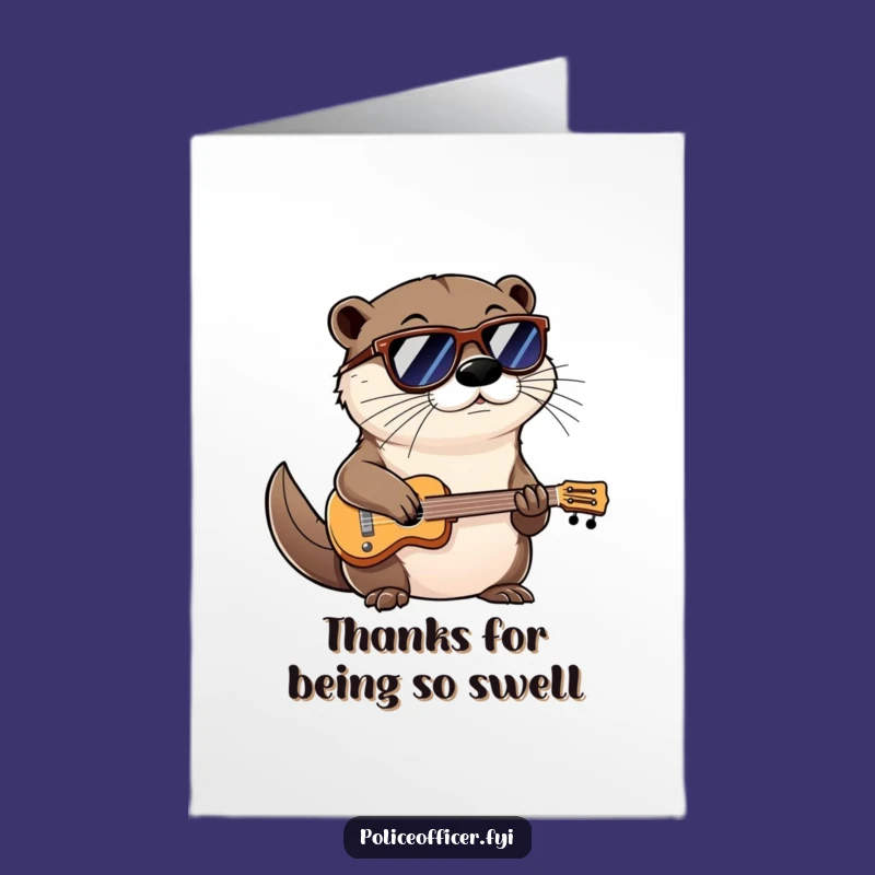 Free Printable Thank You Card: Cool Otter Playing Music - Funny Downloadable