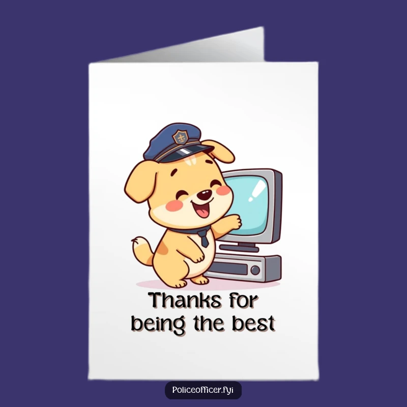 Free Printable Dog Thank You Card: Funny Police Pup Downloadable Gift