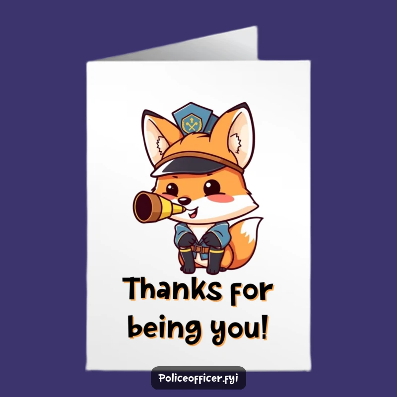 Free Printable Fox Cop Thank You Card: Funny Downloadable Gift for Valued Service