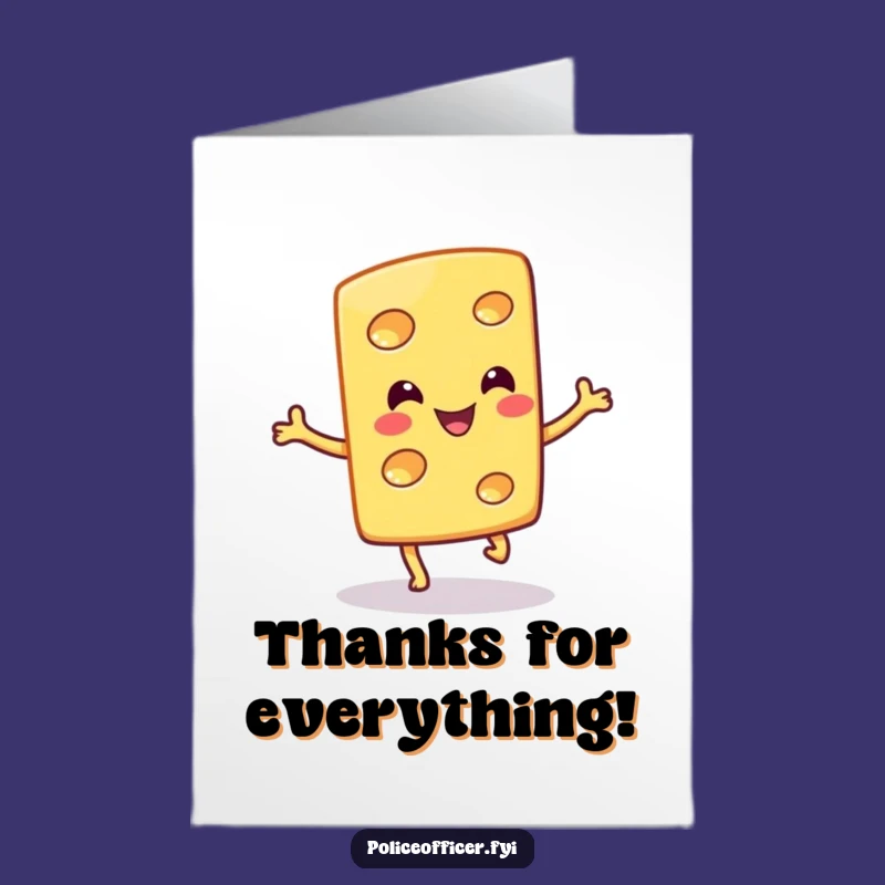 Free Printable Cheese Thank You Card: Silly Hopping Cheese Design for a Cheesy Downloadable Gift