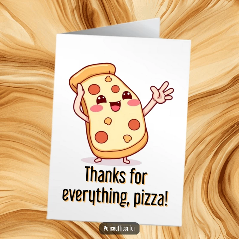 Funny Free Printable Thank You Card: Smiling Pizza Slice Giving a Playful High-Five