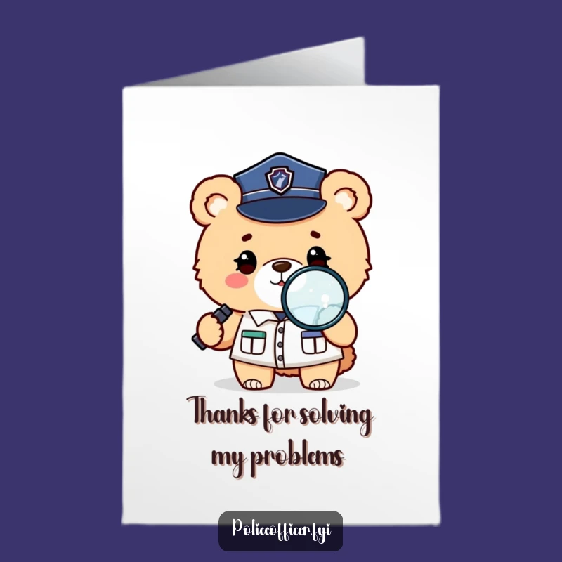 Free Printable Thank You Card: Bear Detective Expressing Thanks, Thoughtful & Funny Downloadable Gift