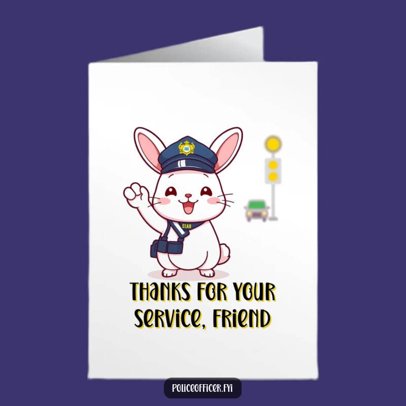 Free Printable Thank You Card: Bunny Cop Showing Gratitude, Sweet & Funny Downloadable Gift