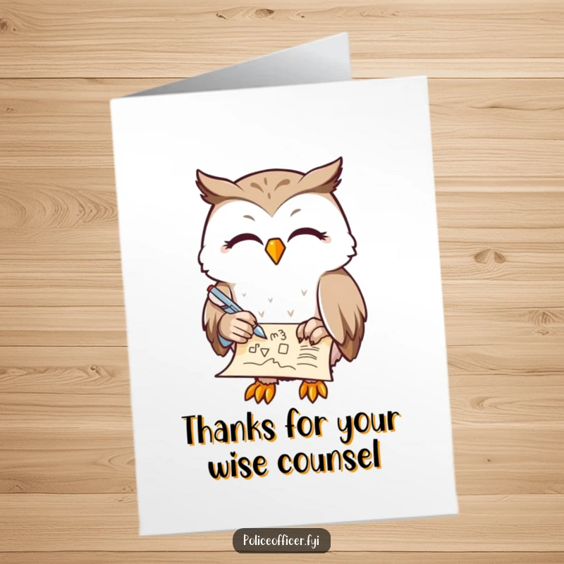 Funny Free Printable Thank You Card: A contented owl with half-closed eyes doodles a hilariously peaceful thank you, perfect for DIY.