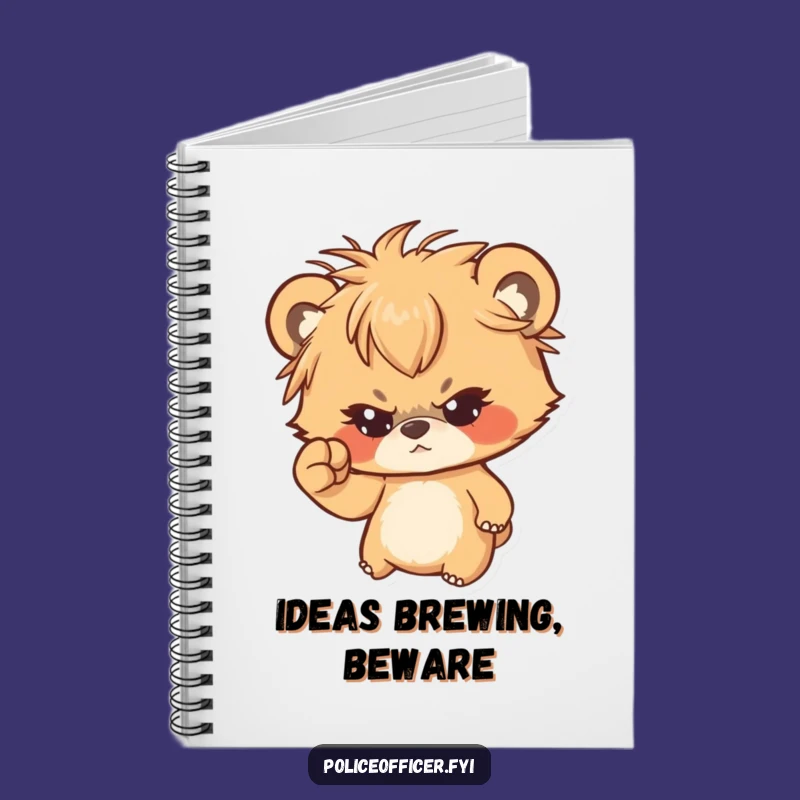 Funny Bear Cub Notebook: Messy Hair Determined Cub Shaking Fist - Journal Gift