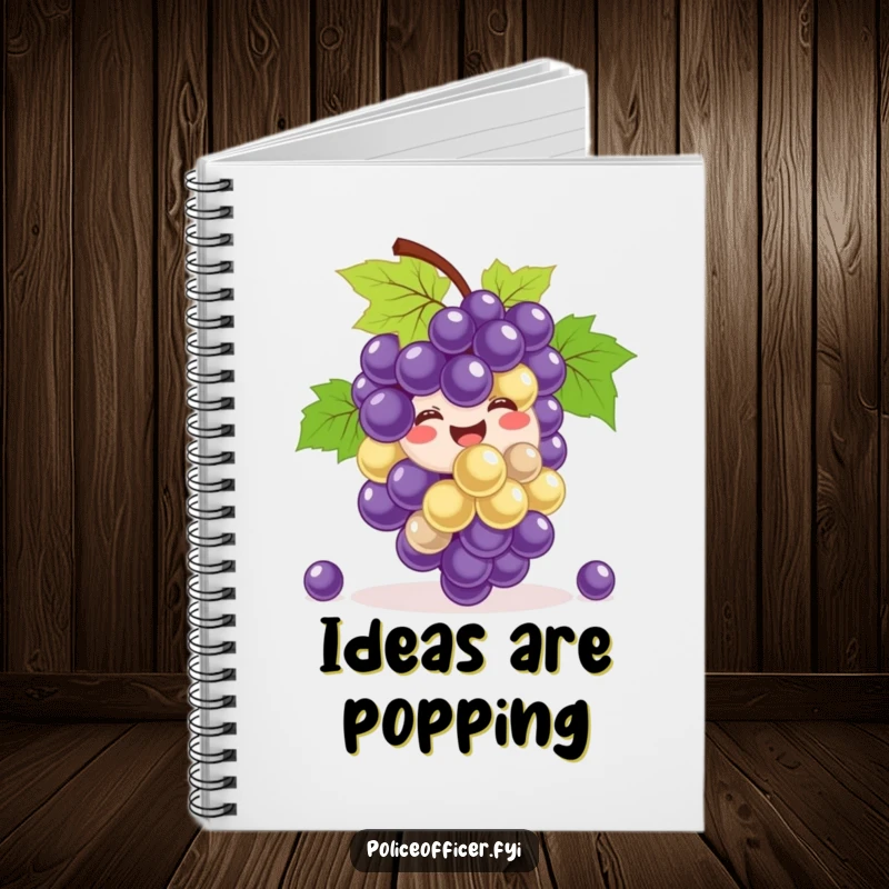 Funny Notebook: A smiling bunch of grapes happily bouncing, hilariously inspiring creative thoughts and joyful note-taking.