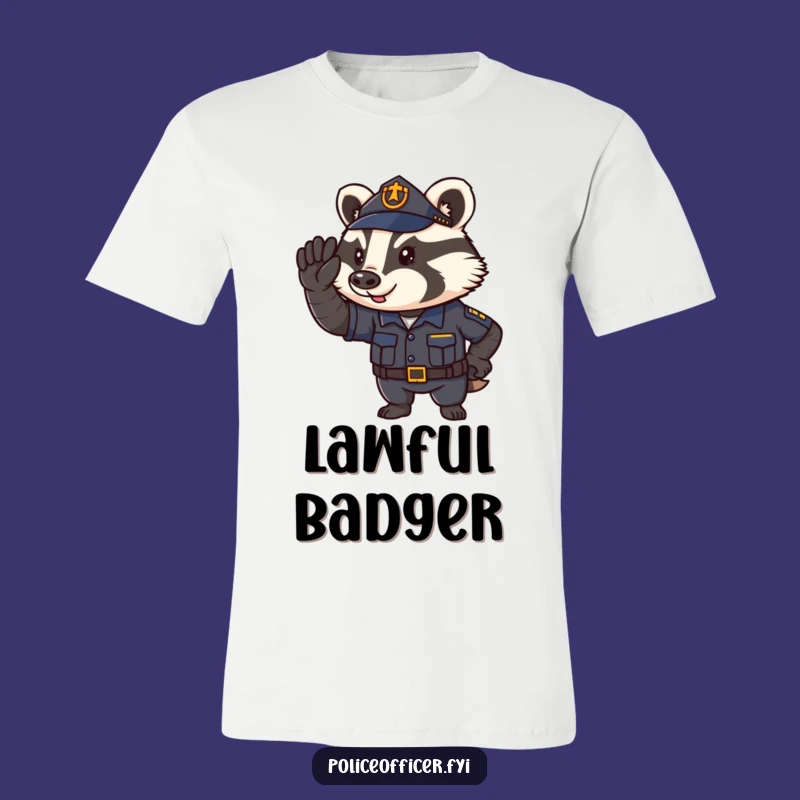 Funny Badger Cop T-Shirt: Determined Salute Tee