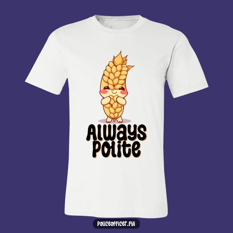 Funny Bowing Wheat T-Shirt - Wear Your Gratitude with Cartoon Charm