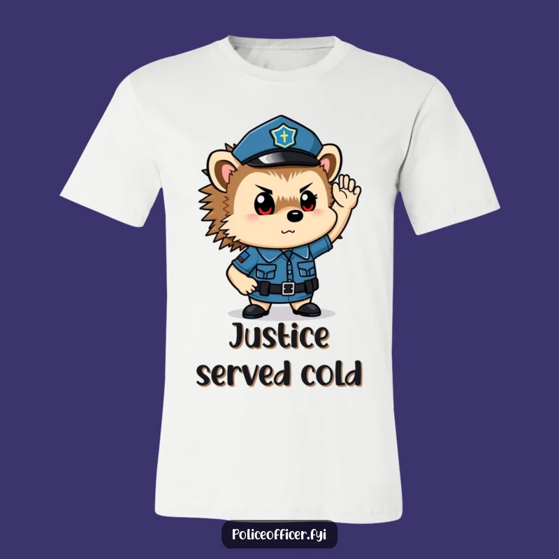Funny Hedgehog Cop T-Shirt: Wear This Determined Saluting Officer Proudly
