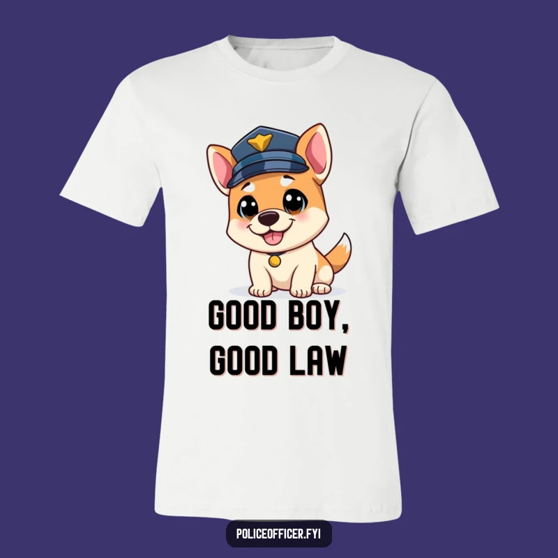 Funny Bouncy Dog Officer T-Shirt: Wagging Tail Cop Tee Gift