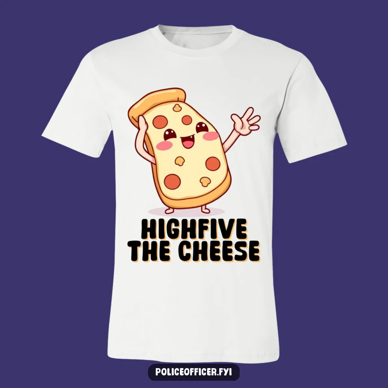 Funny Pizza High-Five Tee: Hilarious Food Apparel for a Cheerful Outfit