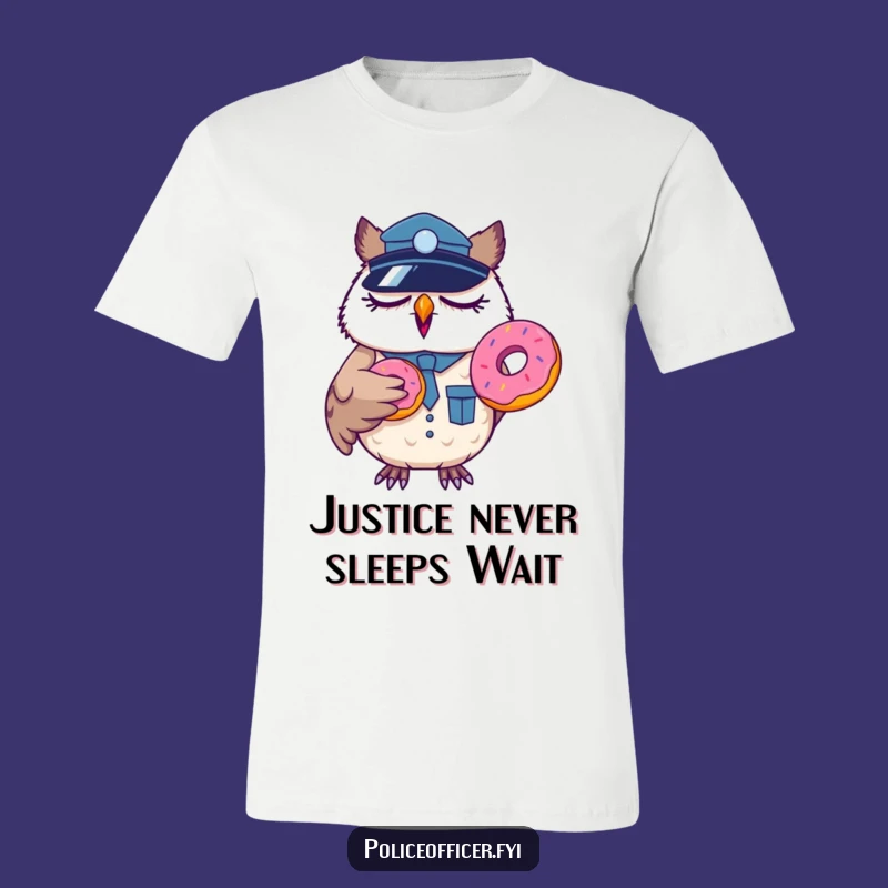 Funny Sleepy Owl Officer T-Shirt: Yawning Cop Donut Tee Gift