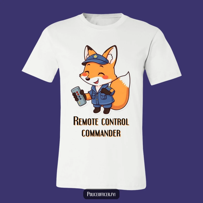 Funny Fox Remote Expert T-Shirt - Comedic Uniformed Fox Graphic Tee, Great Gift