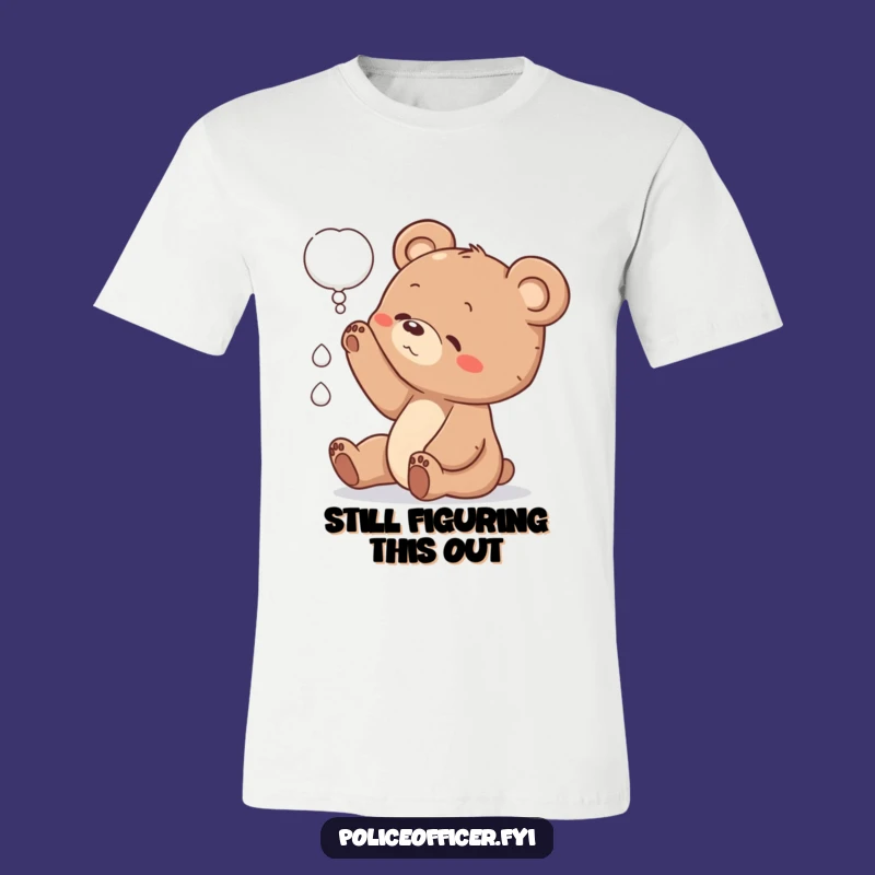 Funny Bear Cub T-Shirt: Adorable Curious Cub Capturing Fleeting Thoughts