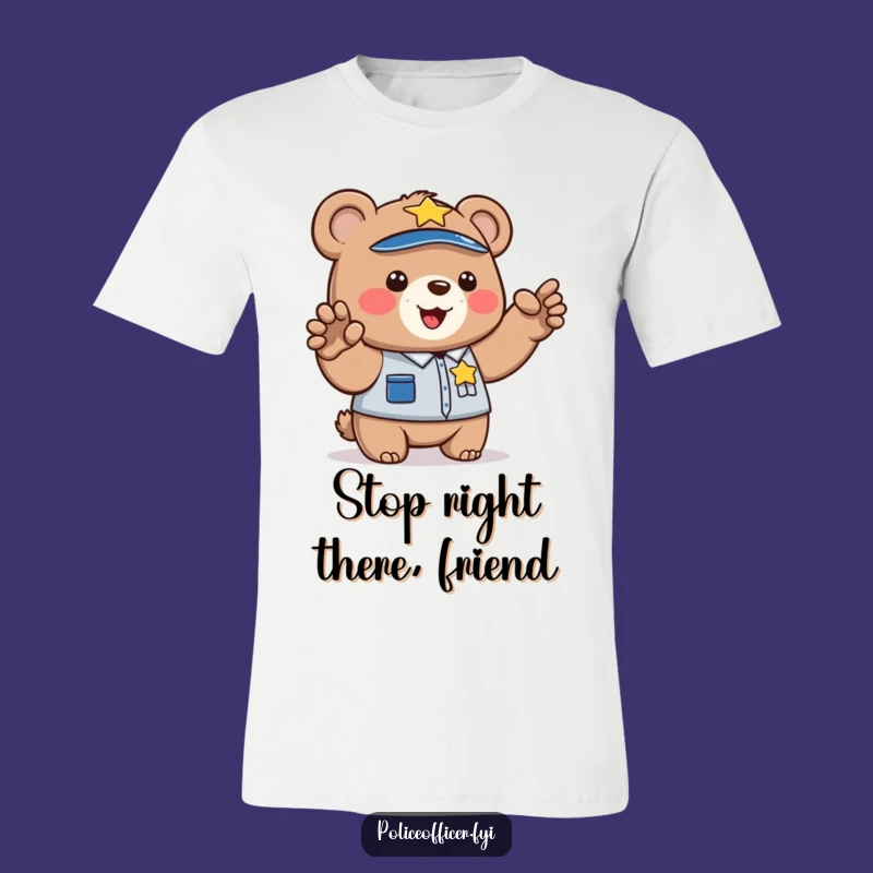 Funny Bear Cop T-Shirt: Cheerful Cub Traffic Director, Ideal Humorous Law Enforcement Gift