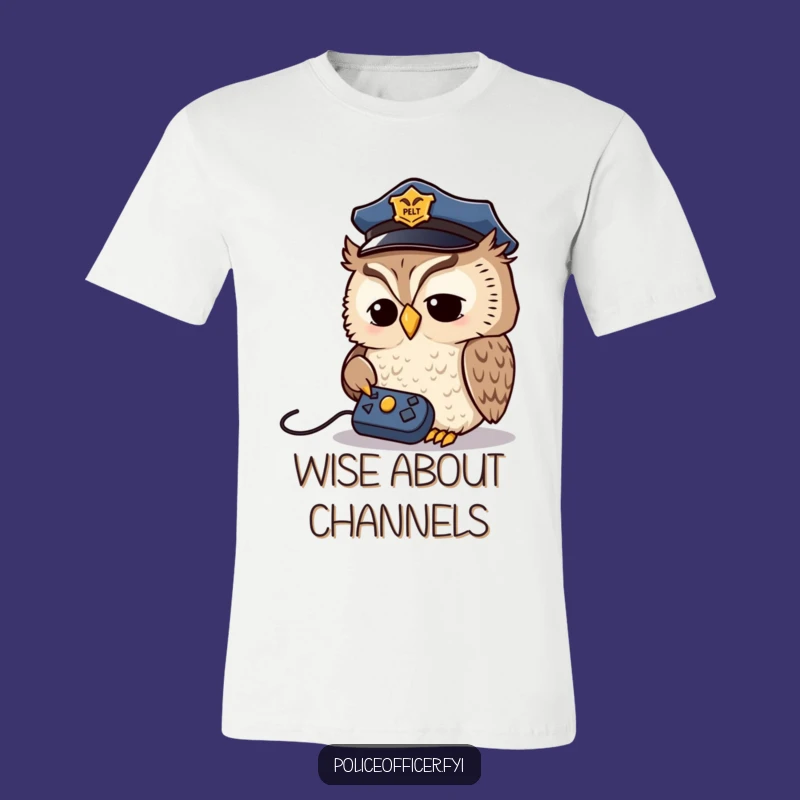Funny Owl Detective T-Shirt - Comedic Police Owl Remote Watcher Tee, Great Gift