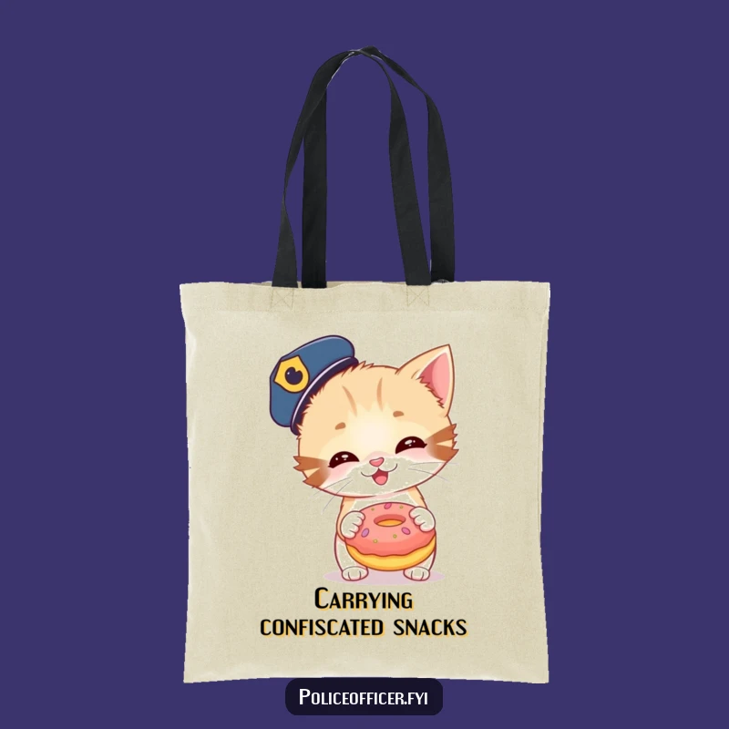 Funny Kitten Police Donut Tote Bag - Carry Your Laughs in Style!
