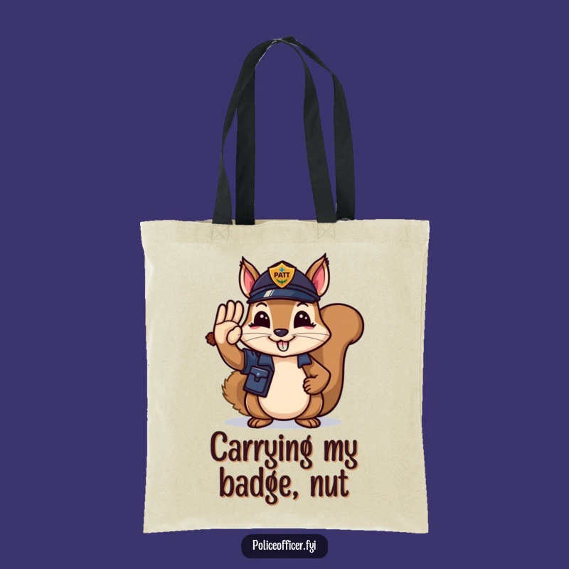 Funny Squirrel Officer Tote Bag: Acorn Salute Carry-All, Unique Funny Gift