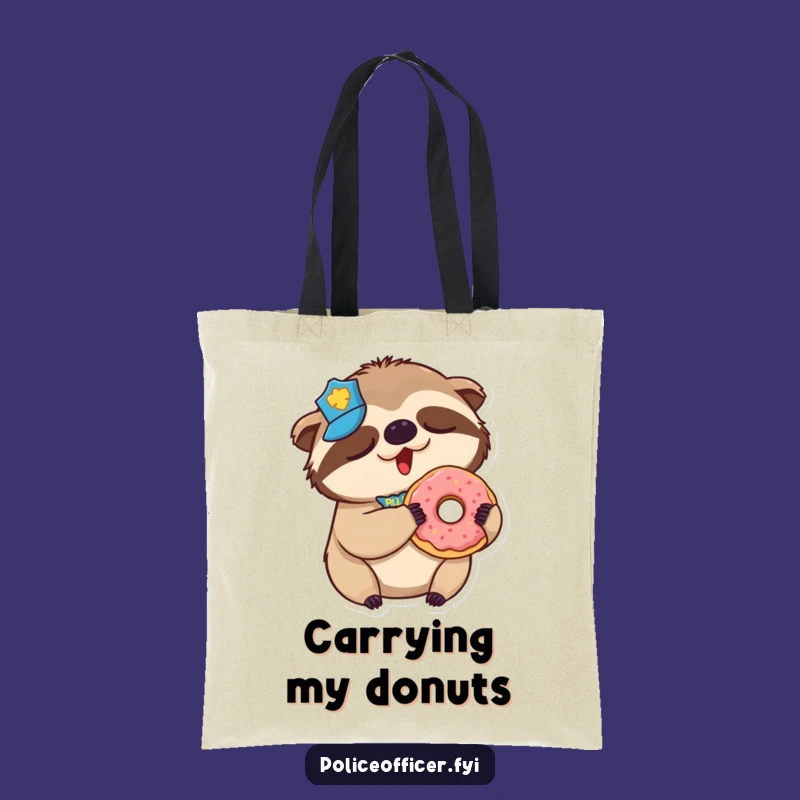 Funny Sloth Police Tote Bag: Sleepy Donut Cop Carryall, a Hilarious Funny Gift for Errands!