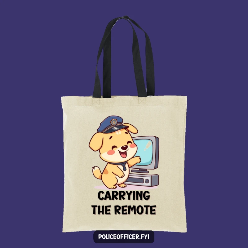 Funny Police Dog Tote Bag: Happy TV Companion, a Hilarious Gift for Errands