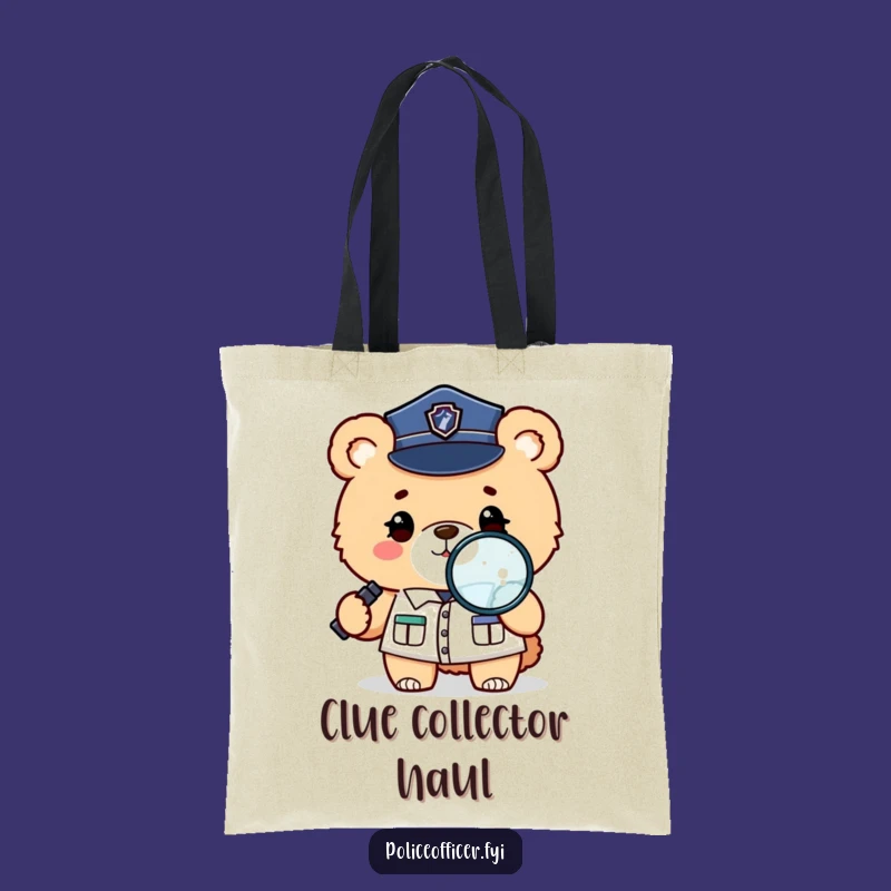 Funny Bear Detective Tote Bag: Cute Winking Police Bear Accessory, Ideal Gift