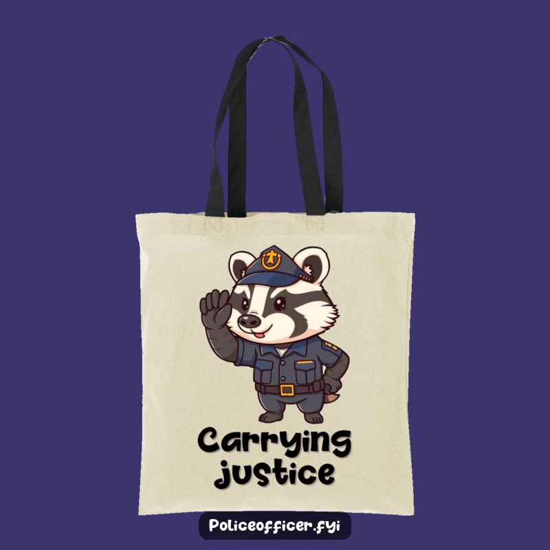 Funny Badger Cop Tote Bag: Determined Officer Carry-all