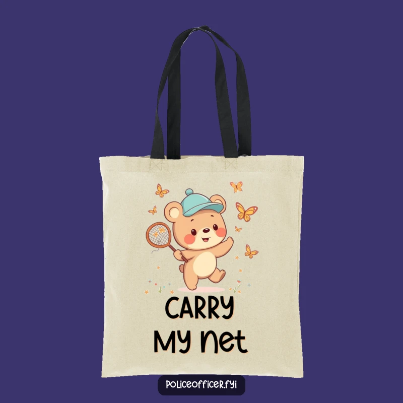 Funny Bear Cub Tote Bag: Jaunty Cap Hunter for Cheerful, Humorous Errands