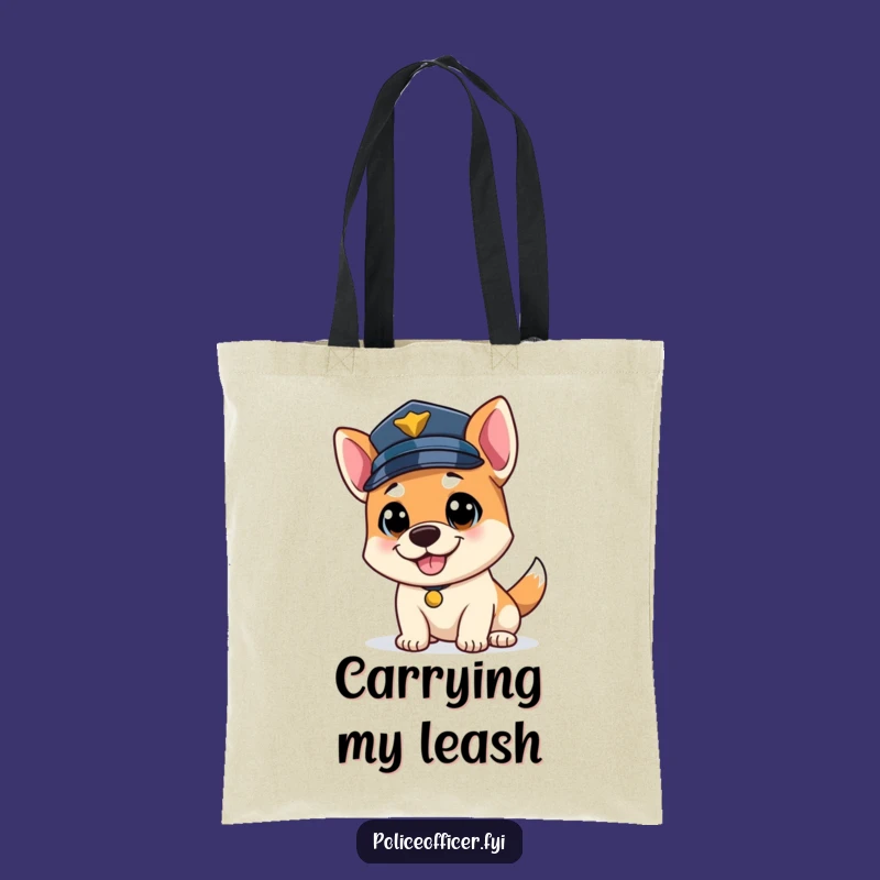 Funny Bouncy Dog Officer Tote Bag: Wagging Tail Cop Carryall